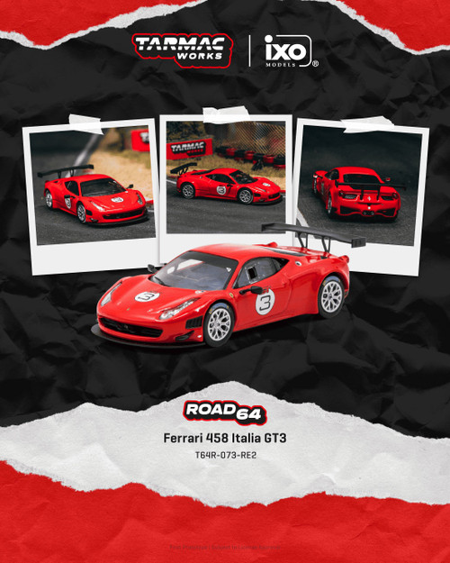 Tarmac Works 1:64 Ferrari 458 Italia GT3 Red (T64R-073-RE2) Diecast Car Model Available In April 2027 Pre Order Now