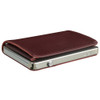 Craft Wallet Wine Red Leather Silver Aluminum Closed Top Left Side Corner View With Cards Inside