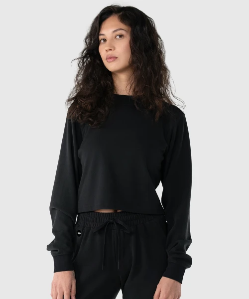 Excel Crewneck Black front view on model