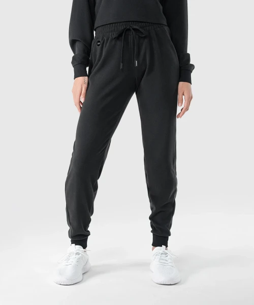 Excel Jogger women’s black tapered performance joggers front view