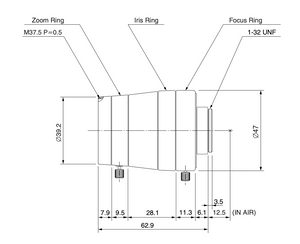 Computar T5Z8513CS-IR 1/3" 8.5-40mm F1.3 Manual Iris Vari-Focal CS-Mount Lens, IR, Day/Night