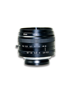 AZURE Photonics AZURE-3525MF 35mm F2.5 Manual Iris F-Mount Lens, 43mm Image Circle, 5 Megapixel Rated