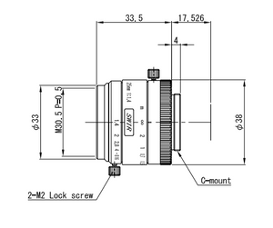 VS Technology VS-2514H1-SWIR 1" 25mm F1.4 Manual Iris C-Mount Lens, 5 Megapixel Rated, SWIR Type (700-2000nm)