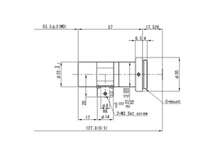 VS Technology VS-TCH1-50CO 2/3" Telecentric C-Mount Lens, 1.0X, WD=50mm, 2 Megapixel Rated, Coaxial Type