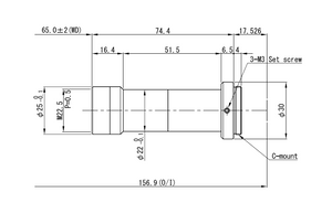 VS Technology VS-TCH1.5-65 2/3" Telecentric C-Mount Lens, 1.5X, WD=65mm, 2 Megapixel Rated