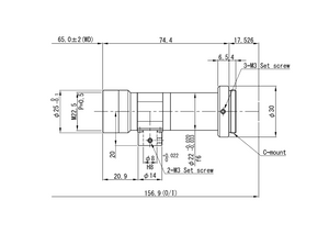 VS Technology VS-TCH1.5-65CO 2/3" Telecentric C-Mount Lens, 1.5X, WD=65mm, 2 Megapixel Rated, Coaxial Type