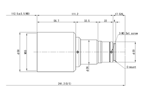 VS Technology VS-TCM022-110-1/1.8" Telecentric C-Mount Lens, 0.22X, WD=110mm, 5 Megapixel Rated VS Technology VS-TCM022-110-1/1.8" Telecentric C-Mount Lens, 0.22X, WD=110mm, 5 Megapixel Rated