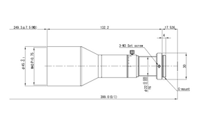 VS Technology VS-TCM1-250/S 2/3" Telecentric C-Mount Lens, 1.0X, WD=250mm, 5 Megapixel Rated