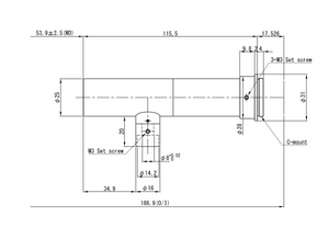 VS Technology VS-TCM3-50CO 4/3" Telecentric C-Mount Lens, 3.0X, WD=50mm, 5 Megapixel Rated, Coaxial Type