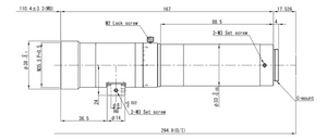 VS Technology VS-THV2-110CO/S-SWIR 1" Telecentric C-Mount Lens, 2.0X, WD=110mm, 5 Megapixel Rated, SWIR Type (700-2000nm), Coaxial Type