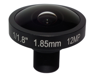 FOCtek M12-1.85IR(12MP)-F1.85mm  1/1.8" 1.85mm Fisheye Type F2.0 Fixed Iris M12 Mount (S-Mount) Lens, IR Corrected, 12 Megapixel Rated (4K)