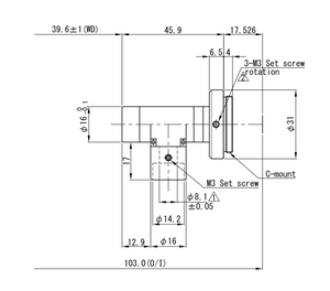 VS Technology VS-TC4-40 1/2" Telecentric C-Mount Lens, 4X, WD=40mm, Megapixel Rated