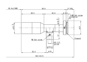 VS Technology VS-TC08-65 1/2" Telecentric C-Mount Lens, 0.8X, WD=65mm, Megapixel Rated