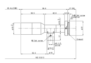 VS Technology VS-TC08-65CO 1/2" Telecentric C-Mount Lens, 0.8X, WD=65mm, Megapixel Rated, Coaxial Type
