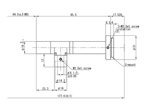 VS Technology VS-TC8-65CO 2/3" Telecentric C-Mount Lens, 8X, WD=65mm, Megapixel Rated, Coaxial Type