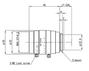 VS Technology VS-H2520-IRC 2/3" 25mm F2.0 Manual Iris C-Mount Lens, 8 MP Rated, IR Corrected