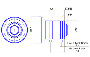 Goyo Optical GMTHR48014MCN-1-SWIR 1" 8mm F1.4 Manual Iris C-Mount Lens, Megapixel Rated, SWIR Type