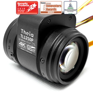 Theia Technologies TL1250P-940C-N6 1/1.7" 12-50mm F1.8 Motorized Zoom, Focus & Iris CS-Mount Lens, P-Iris, 4K, 12 MP Rated, Limit Switch, IRC, 940nm Long Wave Pass Filter / Visible & IR Transmitting
