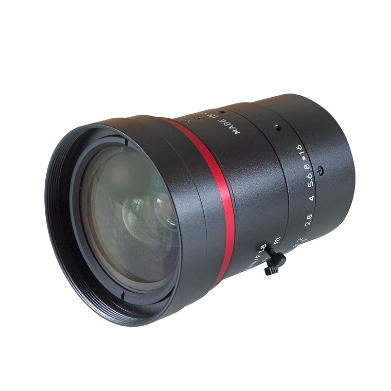 Kowa LM12FC 1.1" 12mm F1.8 Manual Iris C-Mount Lens, Low Distortion, Wide-Band Coating For NIR Sensitivity, 12 Megapixel Rated