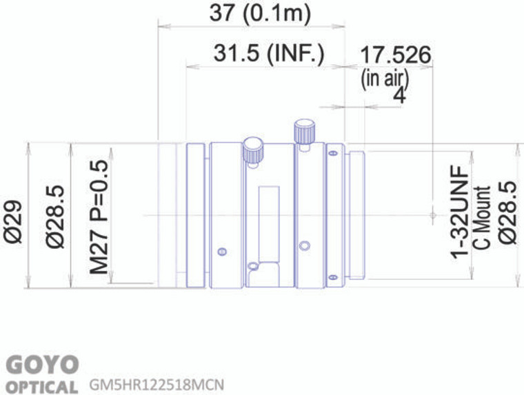 Goyo Optical GM5HR122518MCN 1/1.2" 25mm F1.8 Manual Iris C-Mount Lens, 5 Megapixel Rated