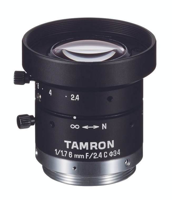 Tamron M117FM06 1/1.7" 6mm F2.4 Manual Iris C-Mount Lens, 6 Megapixel Rated