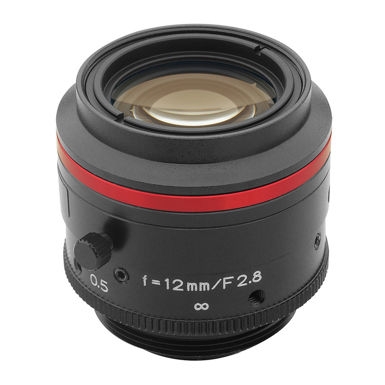 Kowa LM12JC5MC 2/3" 12mm F2.8 Manual Iris C-Mount Lens, Compact & Ruggedized Design, 5 Megapixel Rated