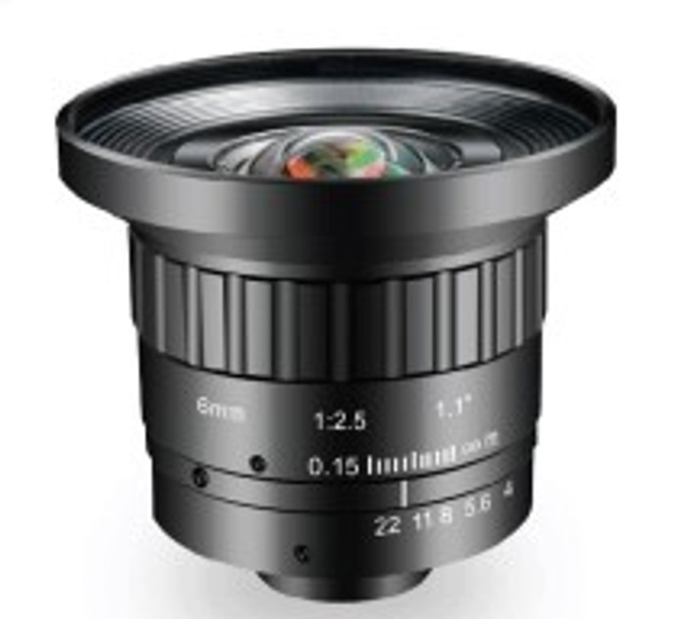 Azure Photonics AZURE-0625ML12M 1.1" 6mm F2.5 Manual Iris C-Mount Lens, 12 Megapixel Rated
