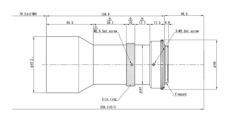 VS Technology VS-LTC075-70-35/FS Large Format Telecentric F-Mount Lens, 0.75X, WD=70mm, 35mm Image Circle