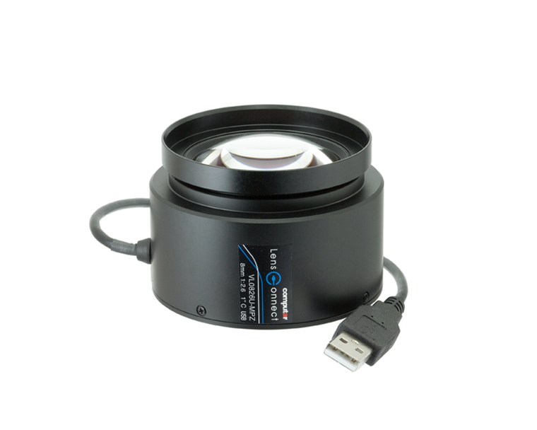 Computar VL0826U-MPZ 1" 8mm F2.6 Motorized Control C-Mount Lens, USB Interface, LensConnect Series, 20 MP Rated
