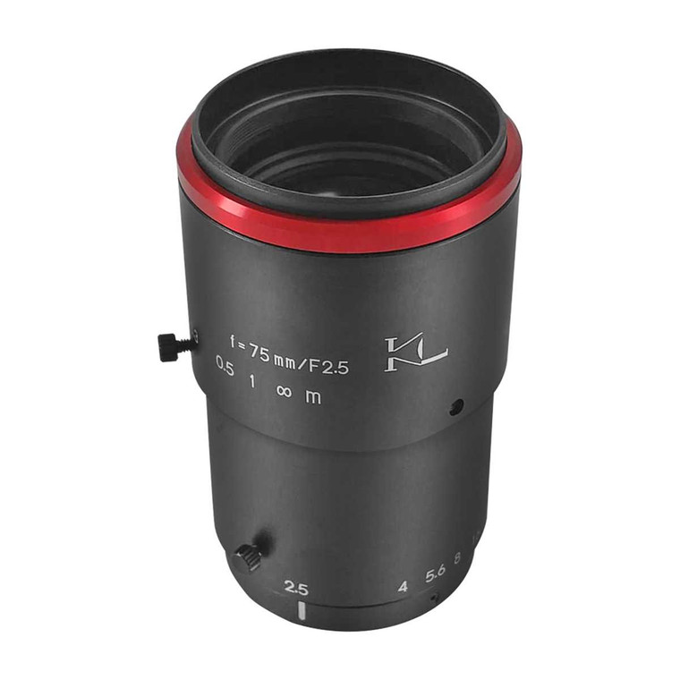Kowa LM75FC24M 1.1" 75mm F2.5 Manual Iris C-Mount Lens, Macro Type, 24 MP Rated