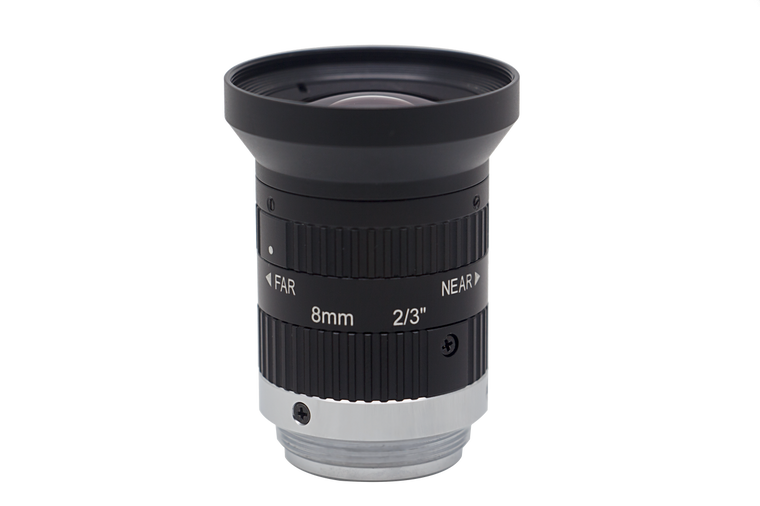 HIKROBOT MVL-MF0824M-5MPE 2/3" 8mm F2.4 Manual Iris C-Mount Lens, 5 Megapixel Rated