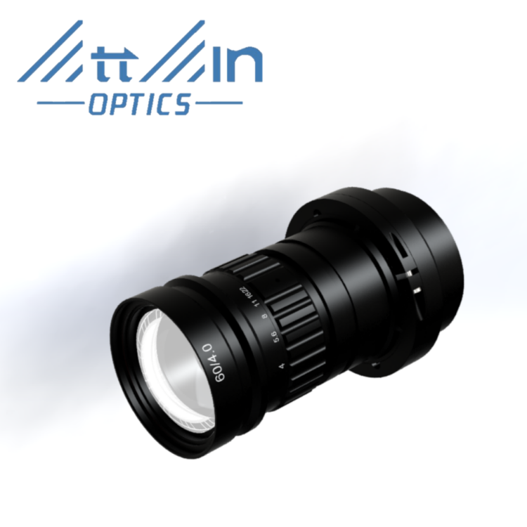 Attain Optics TN6040B 60mm F4.0 Manual Iris M72 Mount Lens for 8k7 / 16k3.5 Micron Line Scan Camera, 0.015-0.103X, 60mm Image Circle