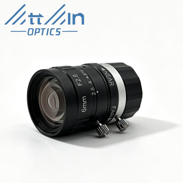 Attain Optics C0617 1/1.7" 6mm F2.8 Manual Iris C-Mount Lens, 2.5 Micron Pixels, 12 MP Rated