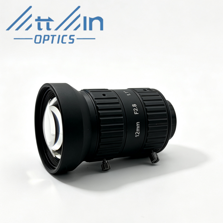 Tiin Optics TF3012 1.1" 12mm F2.8 Manual Iris C-Mount Lens, 2 Micron Pixels, 30 MP Rated