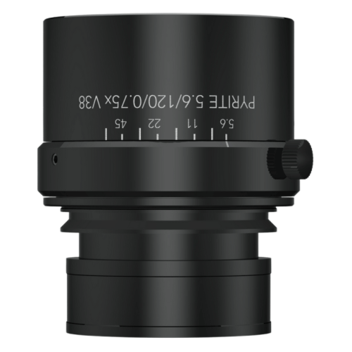 Schneider Optics 25-1097786 PYRITE V38 Line Scan Series 120mm F5.6 Manual Iris V38-Mount Lens, 0.75X, 90mm Image Circle