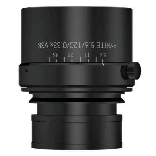 Schneider Optics 25-1097788 PYRITE V38 Line Scan Series 120mm F5.6 Manual Iris V38-Mount Lens, 0.33X, 90mm Image Circle