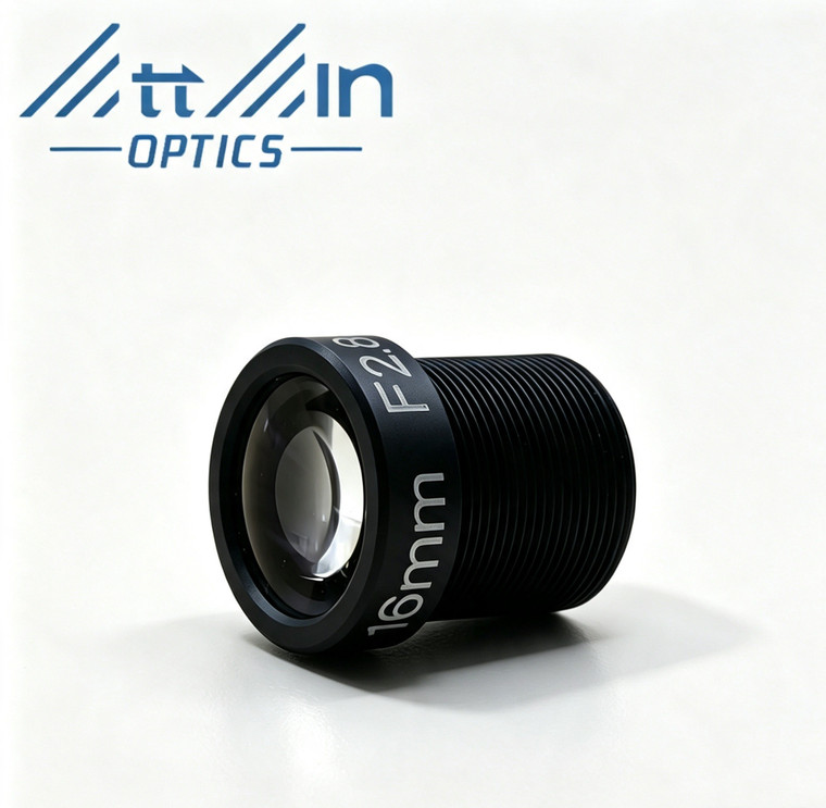 Attain Optics S1628 1/1.8in 16mm F2.8 Fixed Iris M12 Mount (S-Mount) Lens, Low Distortion, 5 MP Rated