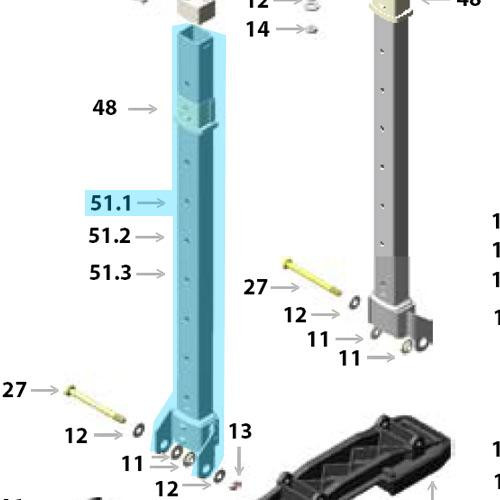 DuraStilts Part 51.1 Extension tube 1422 5Holes 51A