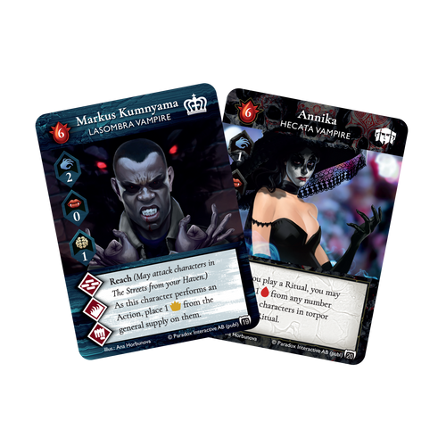 Vampire The Masquerade Rivals: Markus Kumnyama and Annika Promo Cards