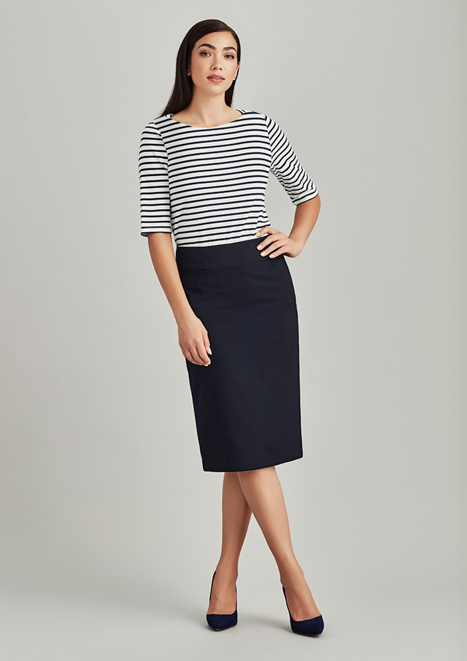 Biz Corporates 24011 Womens Relaxed Fit Skirt | Available Colours: Navy, Black, Charcoal
