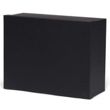 A black rectangular box with a smooth surface, suitable for packaging or storage purposes.