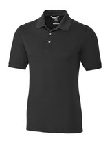 A black polo shirt featuring a classic collar, short sleeves, and a buttoned placket. It has a logo present. A black polo shirt featuring a classic collar, short sleeves, and a buttoned placket. It has a logo present.