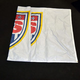 A double-sided custom printed flag, measuring 180cm x 90cm, featuring vibrant colours and a logo. A double-sided custom printed flag, measuring 180cm x 90cm, featuring vibrant colours and a logo.