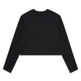 A black long-sleeve cropped t-shirt with a simple design and no visible branding.