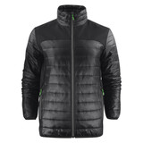 A black unisex lightweight jacket with a quilted design, featuring zippered pockets and a stand-up collar. A black unisex lightweight jacket with a quilted design, featuring zippered pockets and a stand-up collar.