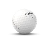 A white golf ball with dimples, featuring a logo and marked '1' and 'PRO V1'.