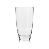 A transparent highball glass with a clear finish, featuring a smooth design and a sturdy base.