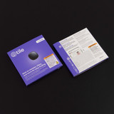 A purple and white packaging for a Tile sticker 2 pack, featuring a circular sticker on the front and instructions on the back. A purple and white packaging for a Tile sticker 2 pack, featuring a circular sticker on the front and instructions on the back.