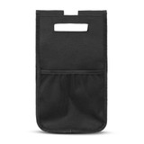 A black Trolley Bag Caddy featuring a mesh pocket and a top handle for easy carrying. A black Trolley Bag Caddy featuring a mesh pocket and a top handle for easy carrying.
