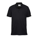 A navy polo shirt featuring a collar and short sleeves, with a logo on the chest.